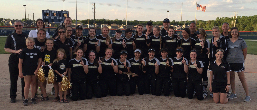 The 2016 Penn Softball team photo after winning the semi-state title.
