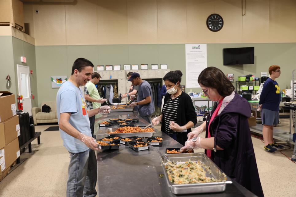 Penn Ex students prepare meals at Cultivate Food Rescue