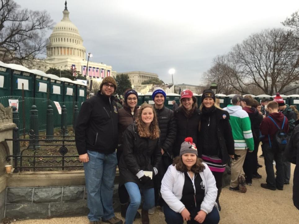 Penn students posing in front of the Capitol. Penn students posing in front of the Capitol.
