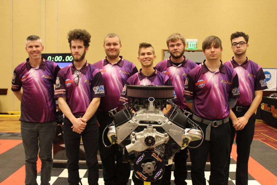 The Elkhart Area Career Center team that competed at the 2018 Hot Rodders of Tomorrow competition included Penn students Travis Fraser and A.J. Turczynski.