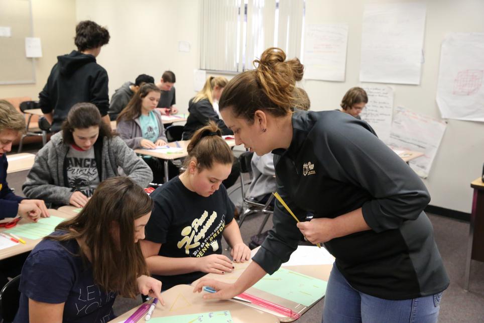Penn Early College Academy Instructor Annie Eutsey with her Math students.