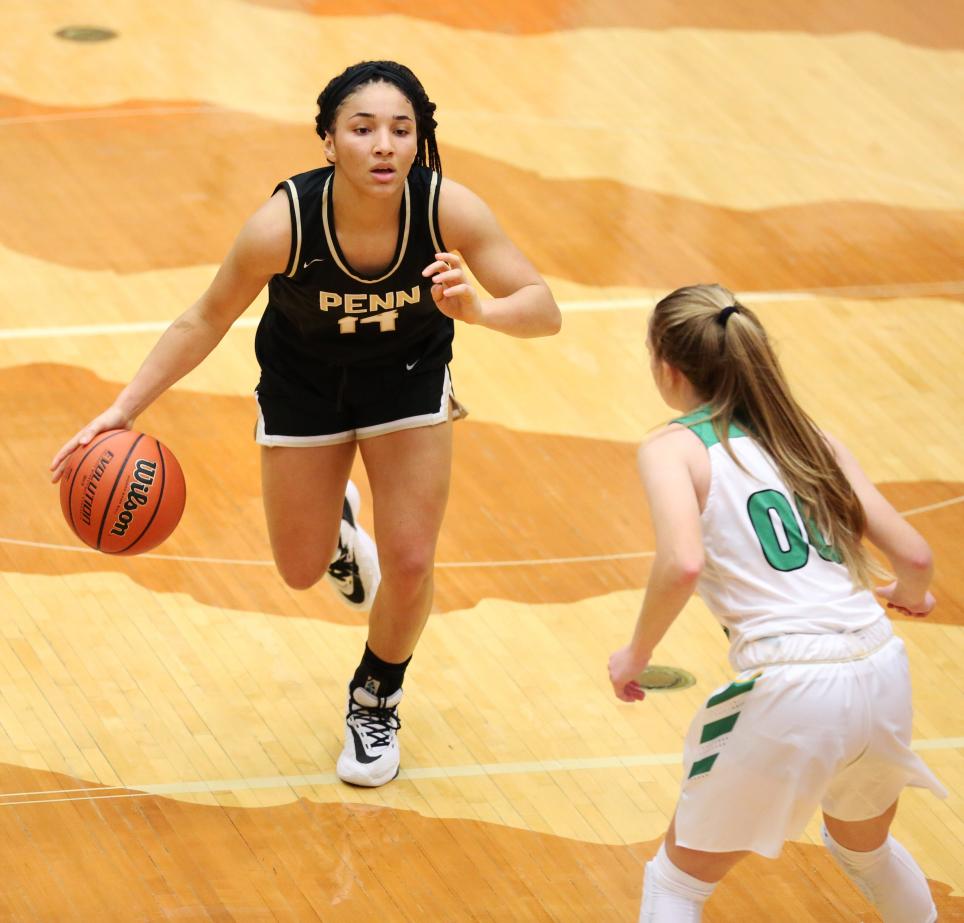 Penn's Kaitlyn Costner looks to drive against Northridge.