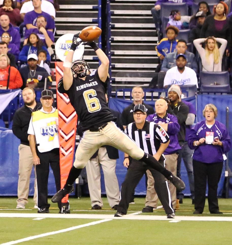 Drew Schneider intercepts a pass for the Kingsmen.