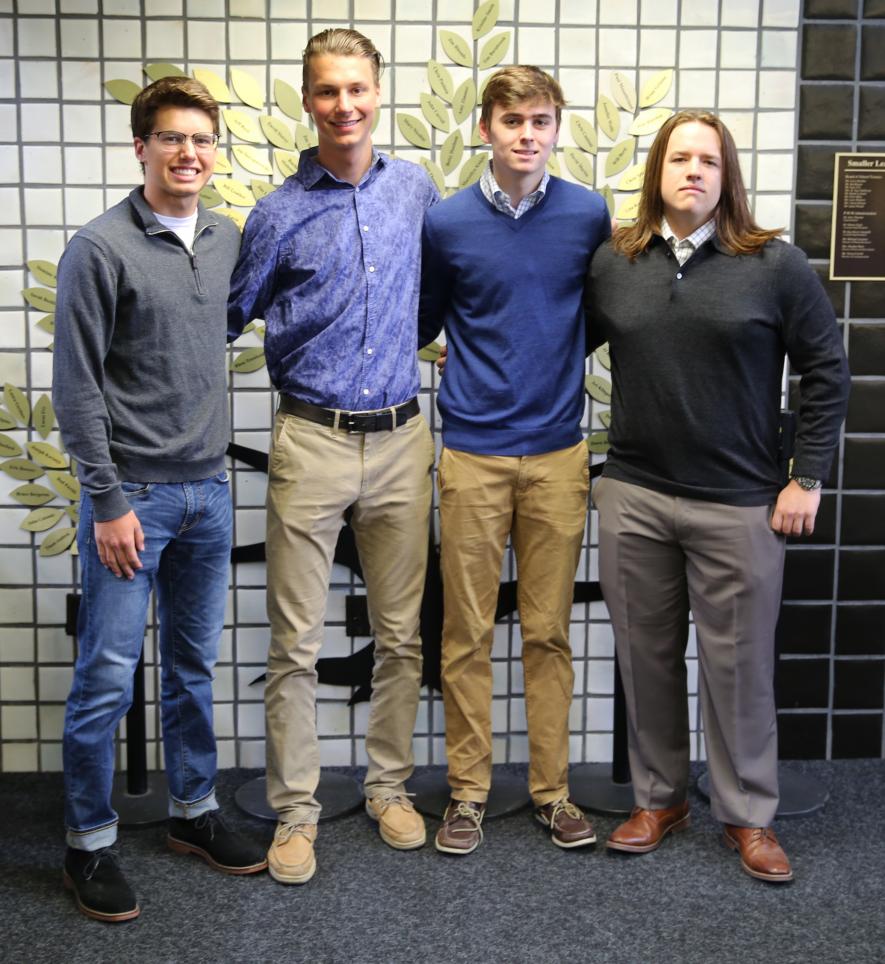 Penn students, from left, Luke Carlton, Nick Padrnos, Michael Feeley and Conner Buell have been selected to participate in the entrepreneurial Startup Moxie program.