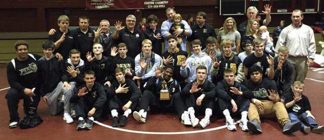 The Penn Wrestling team celebrates winning the Al Smith Invitational title.