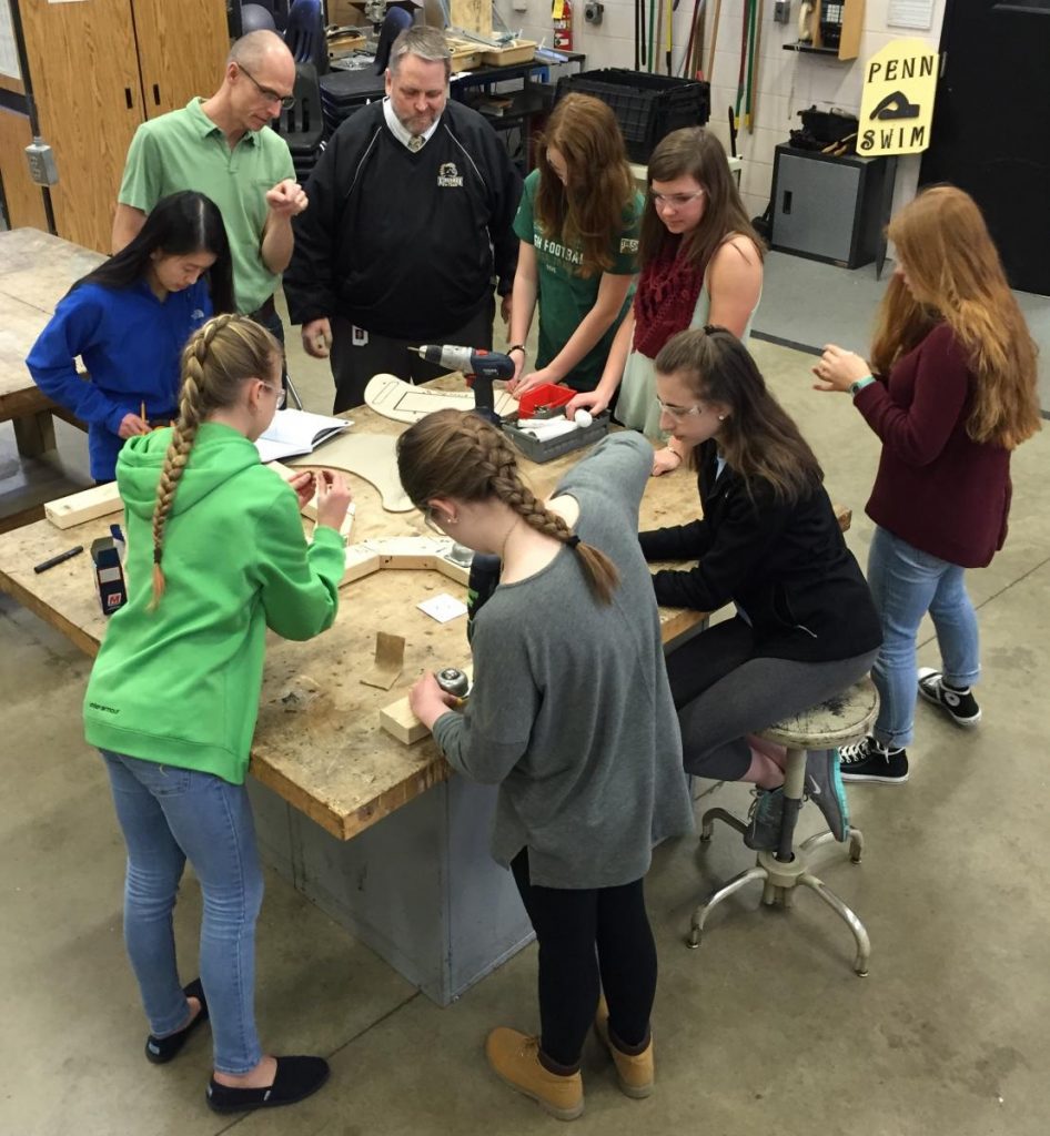 Penn’s all-girls Intro to Engineering Design (IED) class working on a project