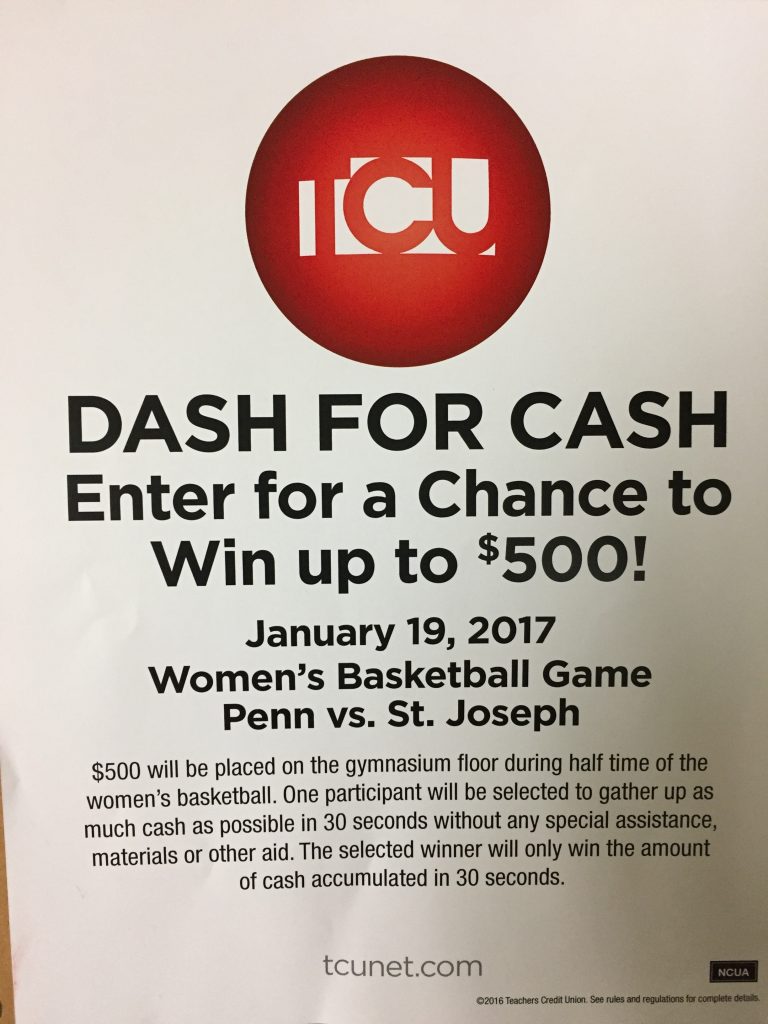 Poster explaining the TCU Dash for Cash event.