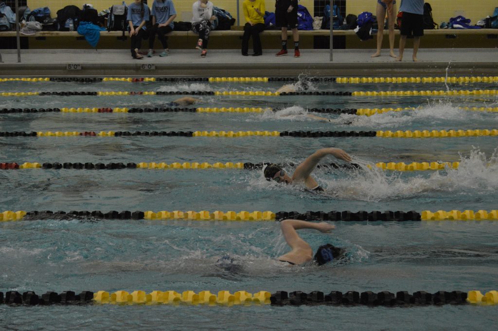 Photo of Penn Girls Swimmers competing in Sectional