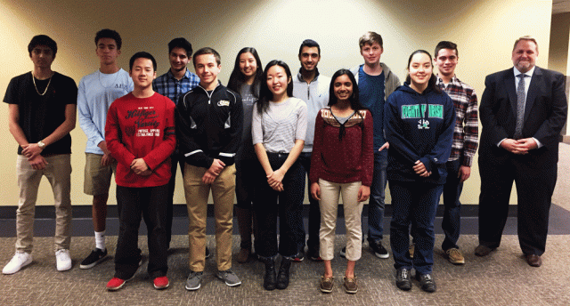 Penn Principal Steve Hope and Penn's 12 National Merit Scholarship Finalists