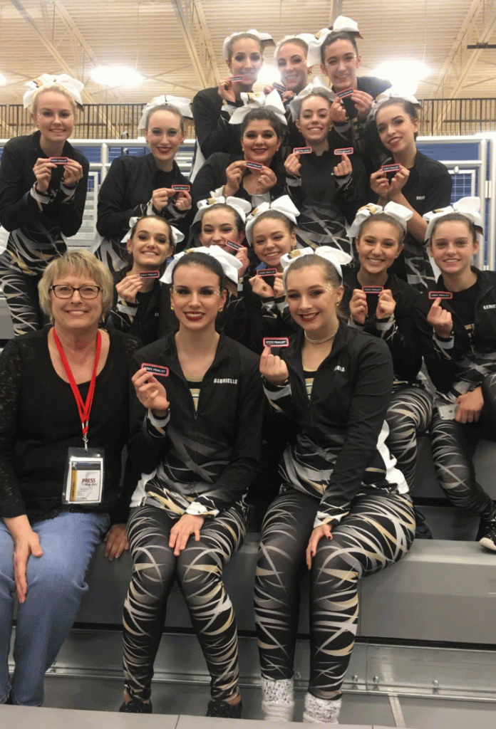 Penn Dance Team displays State Finals patches.