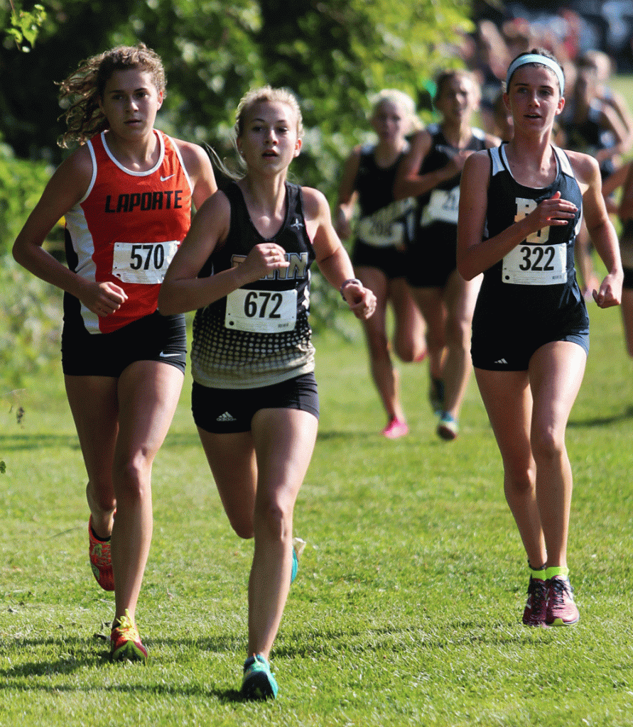 Penn's Lauren Frank leads the pack at the 2K mark of the Penn Invite.