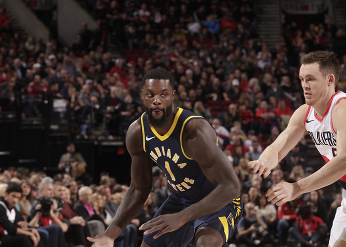 The Indiana Pacers in action against the Portland TrailBlazers.