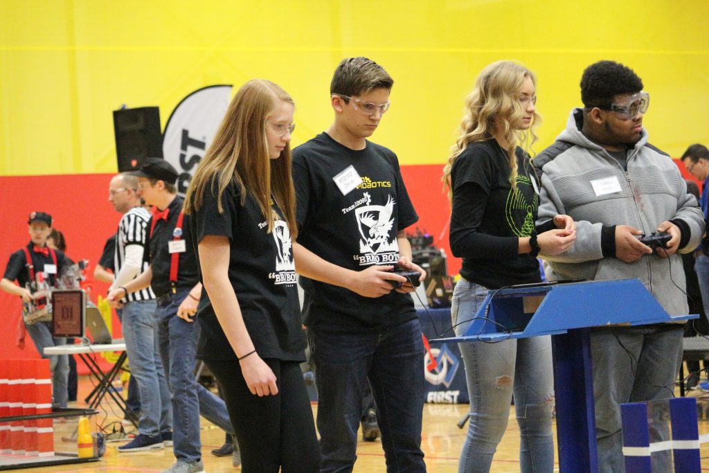 The Penn FTC Team B1nary B0ts win the Inspire Award at a recent FIRST Robotics Program.