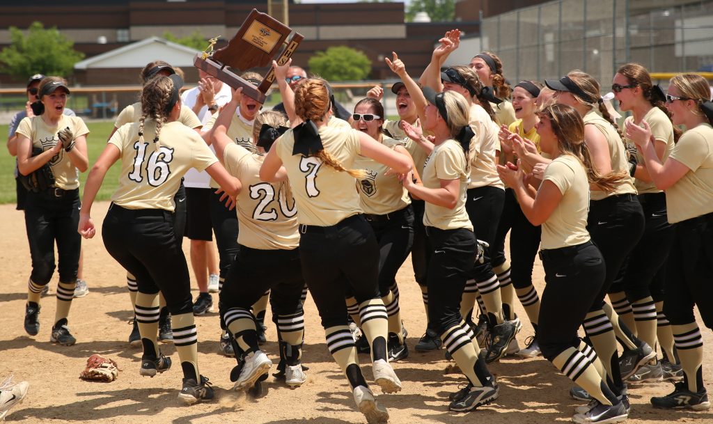 The Kingsmen celebrate the Sectional Championship in Softball.