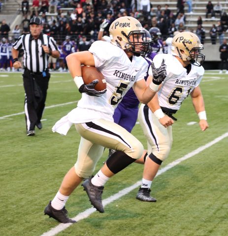Ryan Schmitt returns an interception for a touchdown.