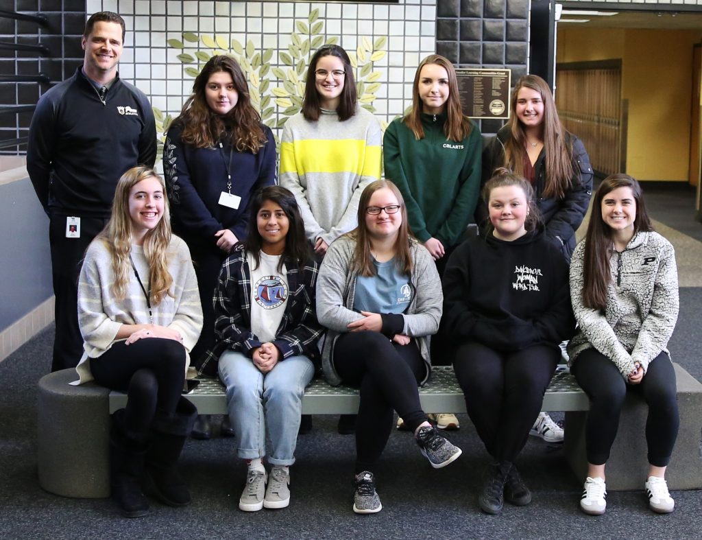 Penn High School Sean Galiher and some of Penn's Scholastic Art Gold Key winners.