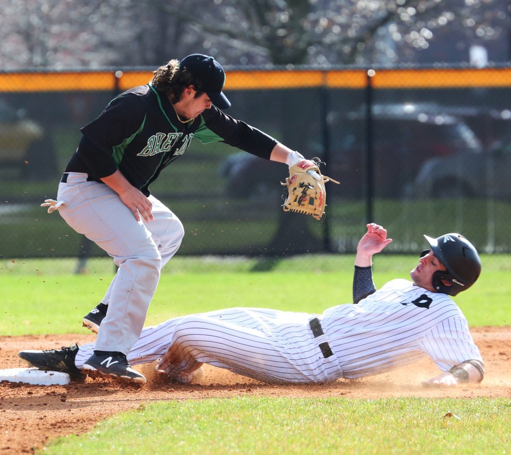 Penn's Kegan Hoskins steals second.