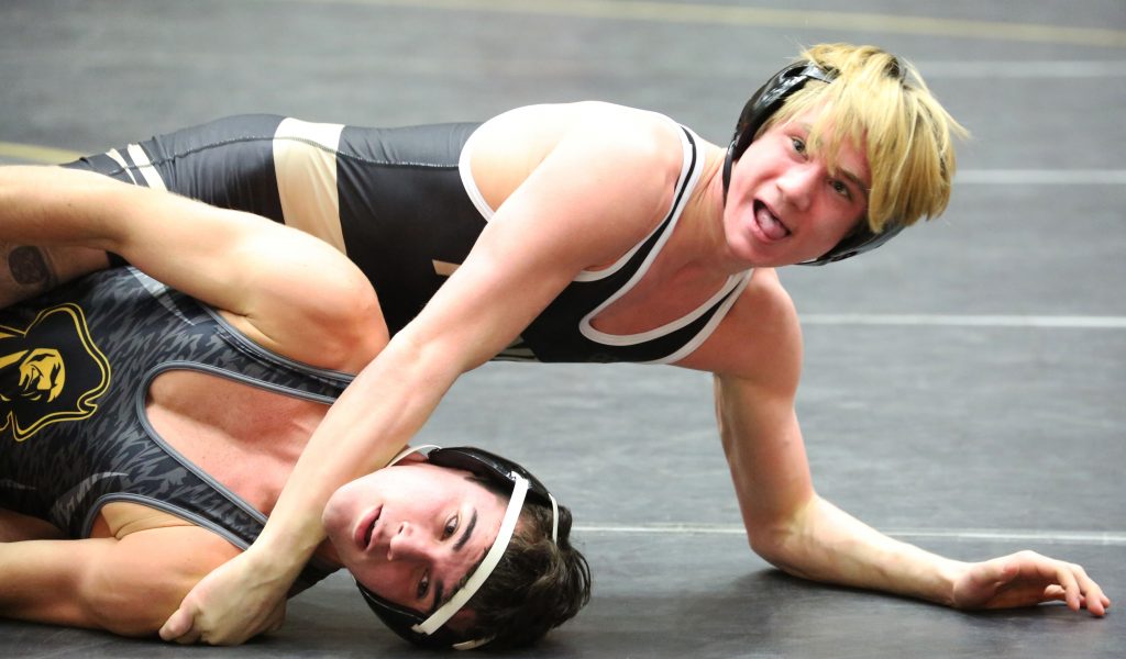 Penn Senior Vince Sparrow gains the upper-hand in his match.