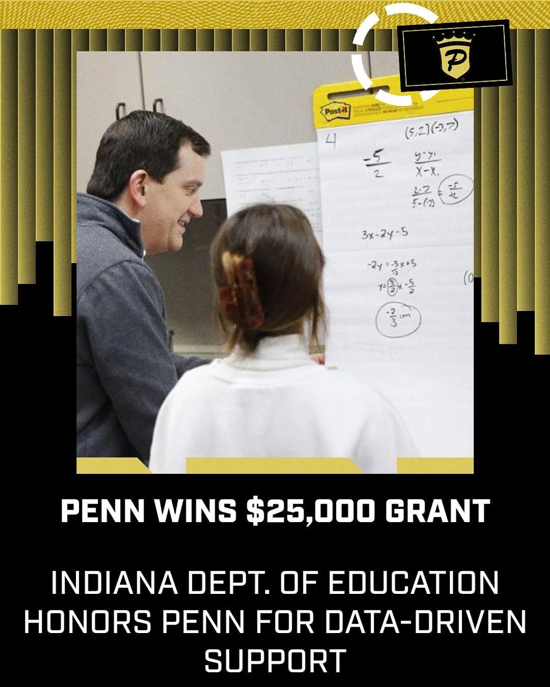 Penn High School has received an Excellence in Education Award from the Indiana Department of Education, earning the  Excellence in Data-Driven Support Award and a grant of $25,000.

This is Penn’s second IDOE Educational Excellence Award. In 2023, the IDOE honored Penn with the Excellence in College Readiness Award along with a $250,000 grant.

Visit the URL for details: https://penn.phmschools.org/2025/11/24/penn-wins-25000-grant-from-indiana-doe-for-data-driven-support/