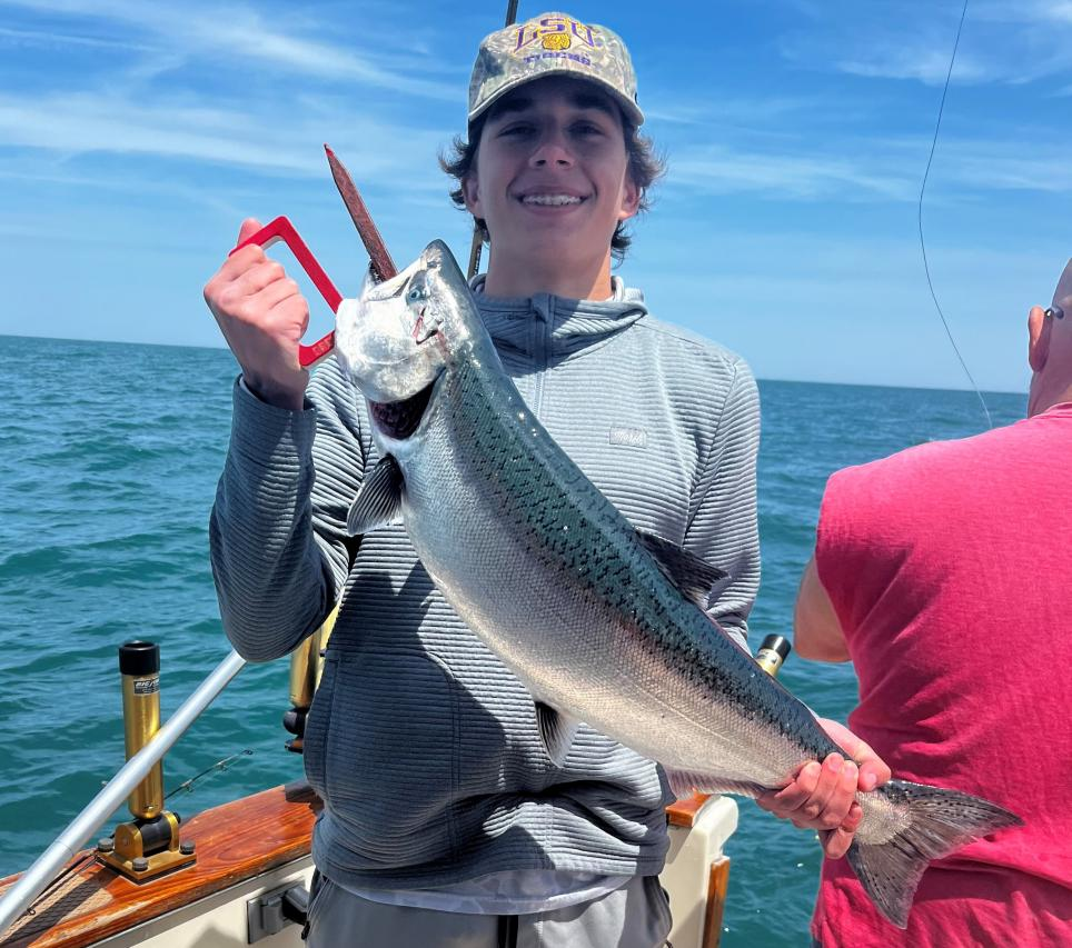 Junior Jude Roach fishing on Lake Michigan (May 15, 2023)