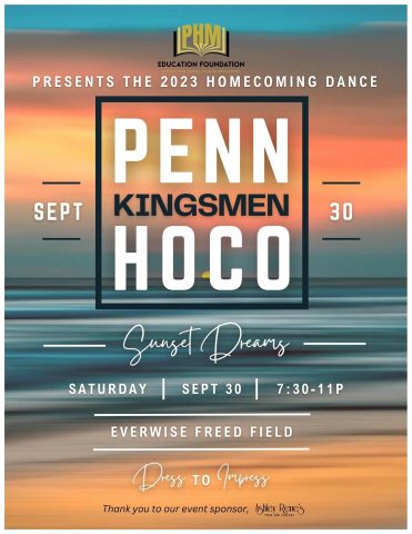 The poster promotes a dance event at Penn Kingsmen HS in September, featuring a performance by hype man hogro and DJ Dream,