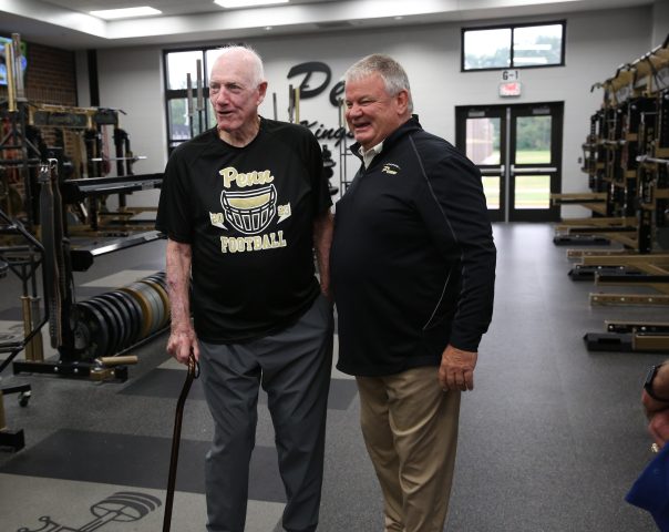 Penn Football Coach Cory Yeoman with former coach Chris Geesman