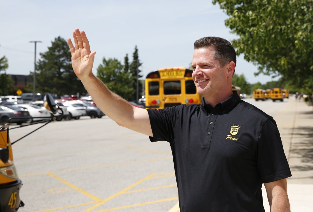 Penn High School Principal waves good-bye on last day of school