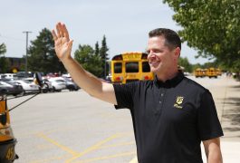 Penn High School Principal waves good-bye on last day of school