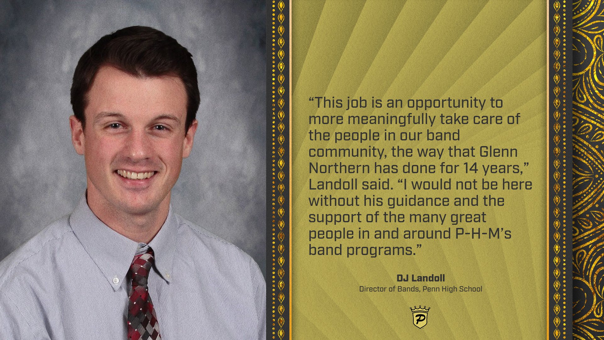 David (DJ) Landoll named Penn’s Director of Bands - Penn High School