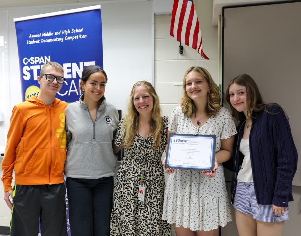 students who participated in C-SPAN competition with teacher Ally Starkweather