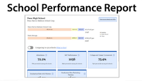 School performance report on computer screen.