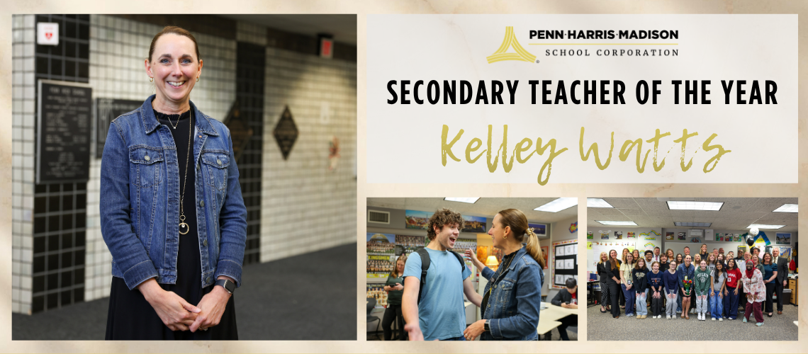 Woman posing in front of a collage of photos from her teaching career.