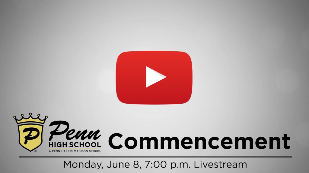Promotional poster for commencement event at Penn High School.