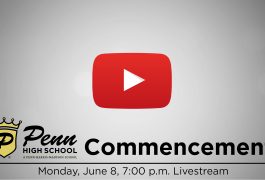 Promotional poster for commencement event at Penn High School.