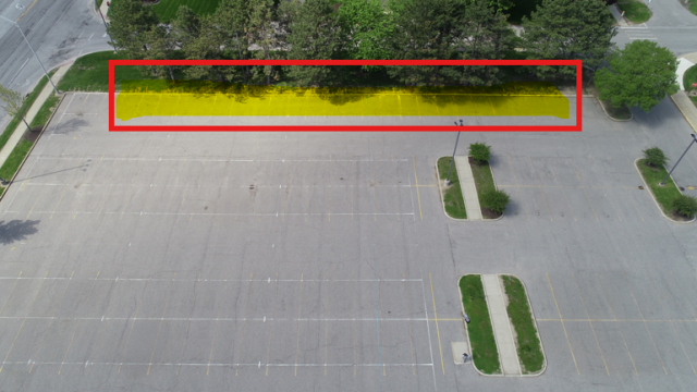 This is an aerial view of an empty parking lot.